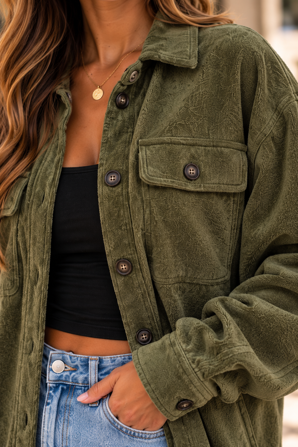 Olive Grove Fleece Shacket